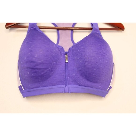 Victoria's Secret X Sport Bra 38D Purple Heather Zipper Front Padded Underwire - Picture 2 of 15